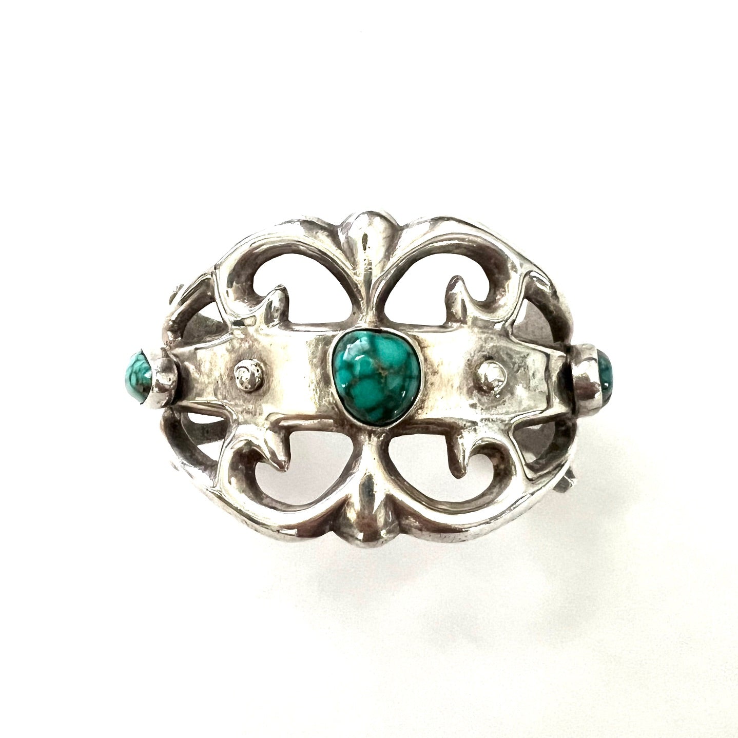 Vintage Silver abd Turquoise Navajo Sandcast Cuff