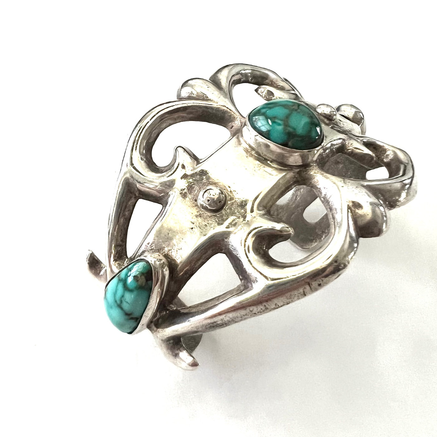 Vintage Silver abd Turquoise Navajo Sandcast Cuff