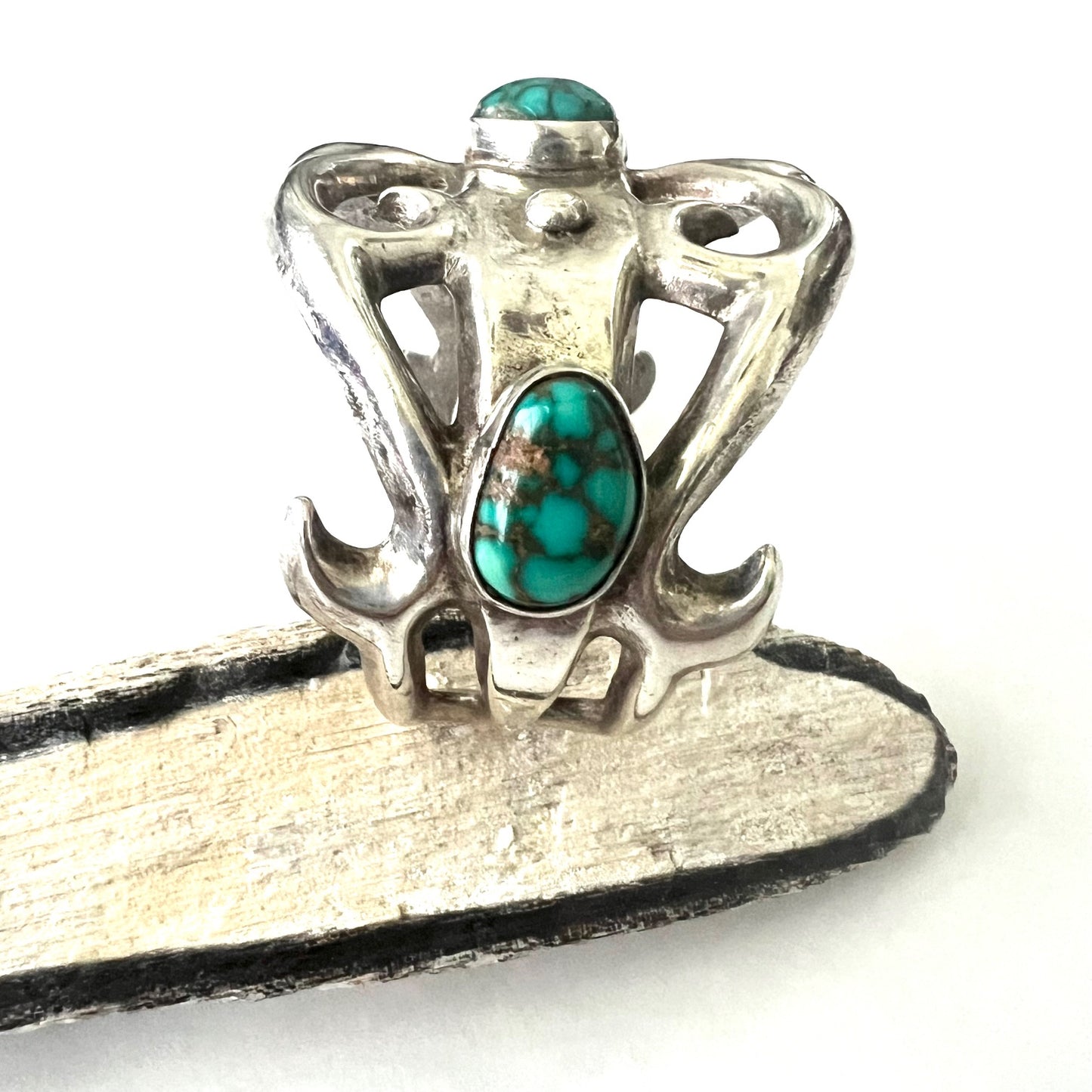 Vintage Silver abd Turquoise Navajo Sandcast Cuff