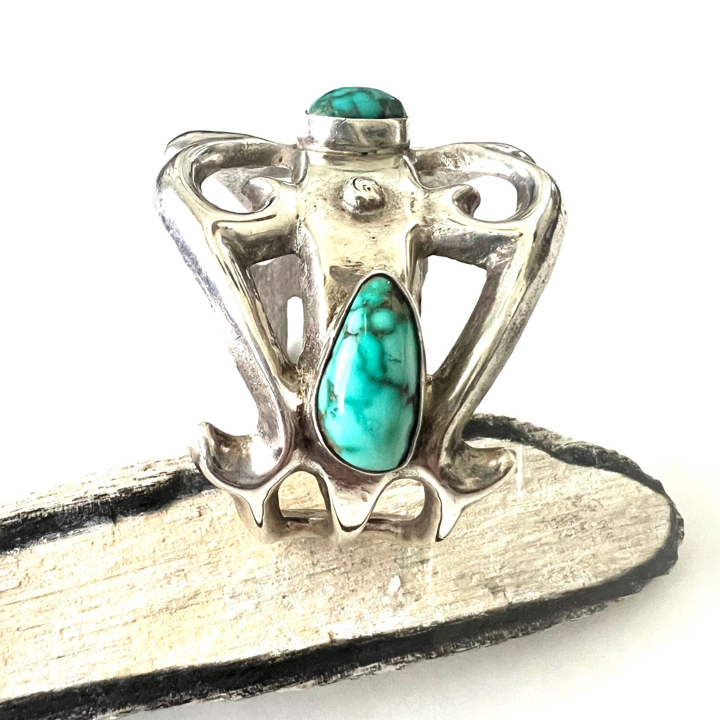 Vintage Silver abd Turquoise Navajo Sandcast Cuff
