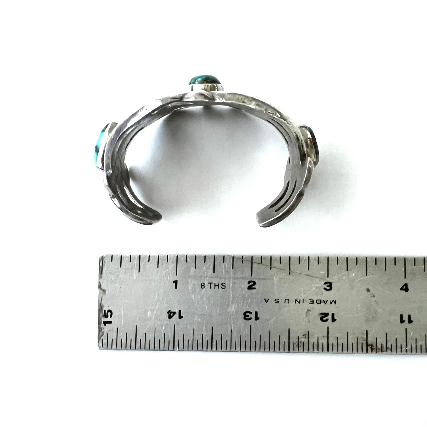 Vintage Silver abd Turquoise Navajo Sandcast Cuff