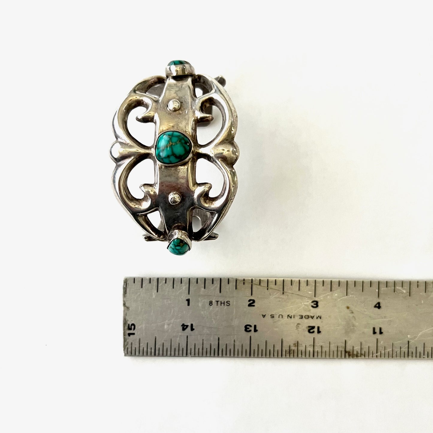 Vintage Silver abd Turquoise Navajo Sandcast Cuff