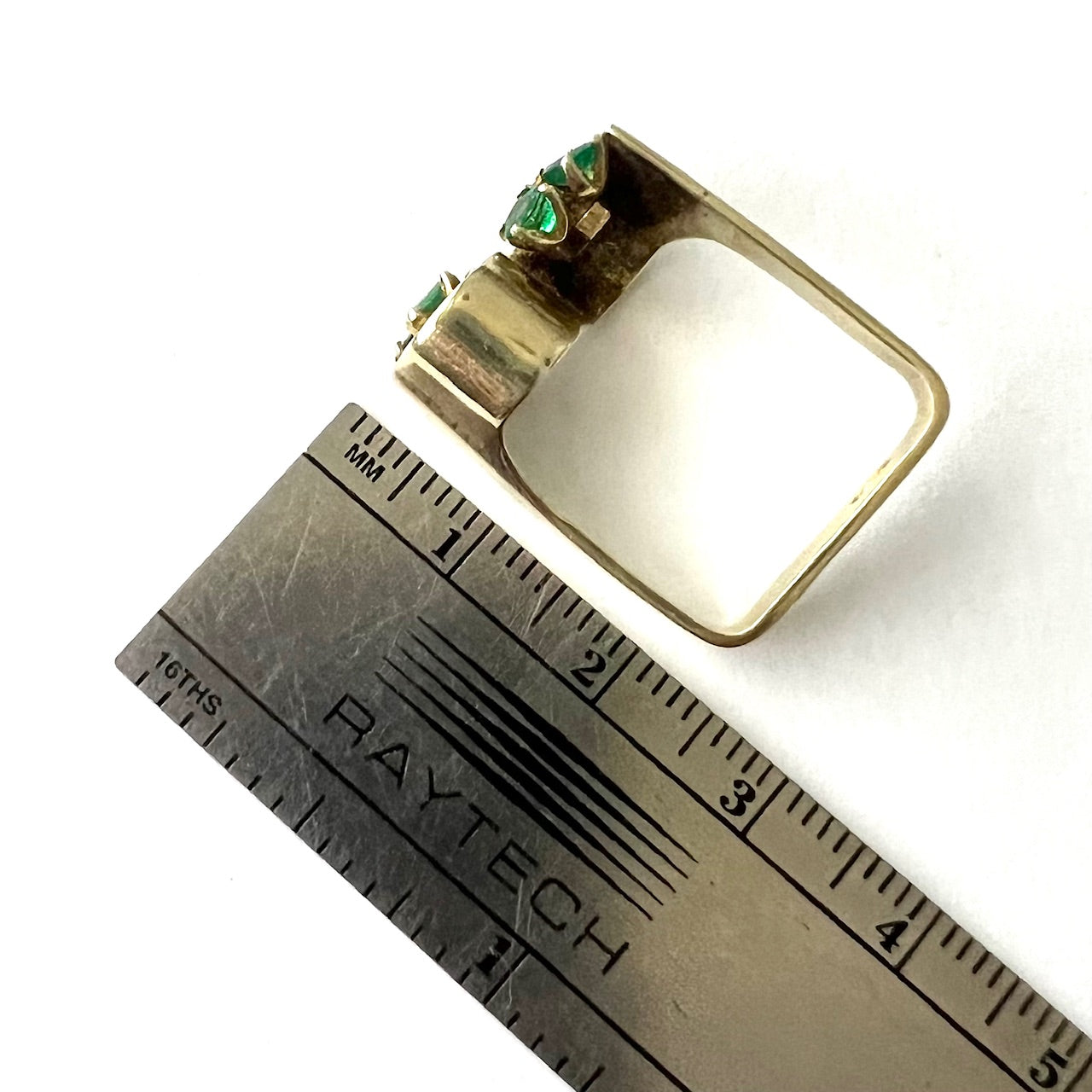 Vintage 14k Gold and Emerald Modernist Ring size 5.5