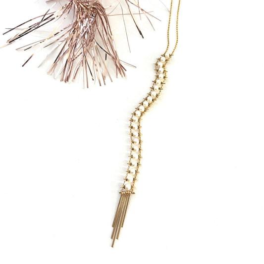 Demimonde 14k Gold Fill Pearl Ladder Necklace