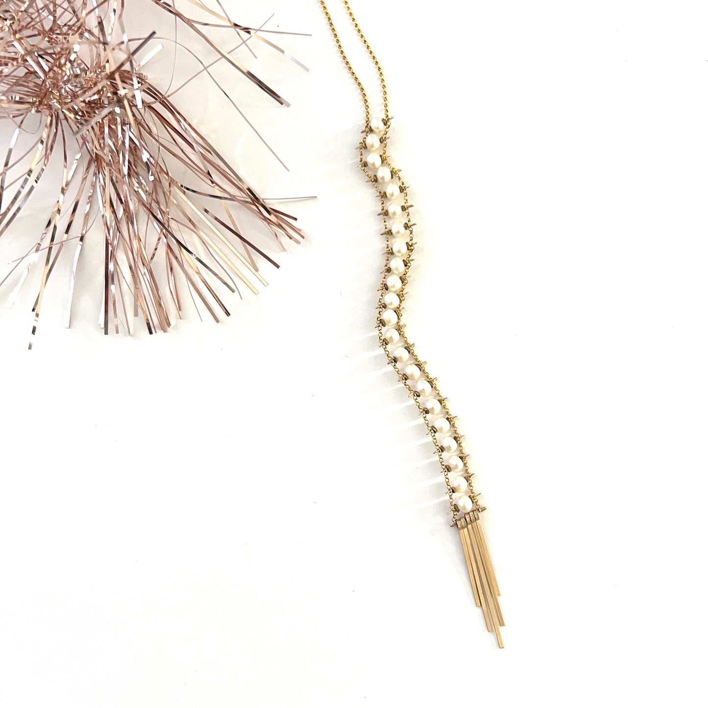 Demimonde 14k Gold Fill Pearl Ladder Necklace