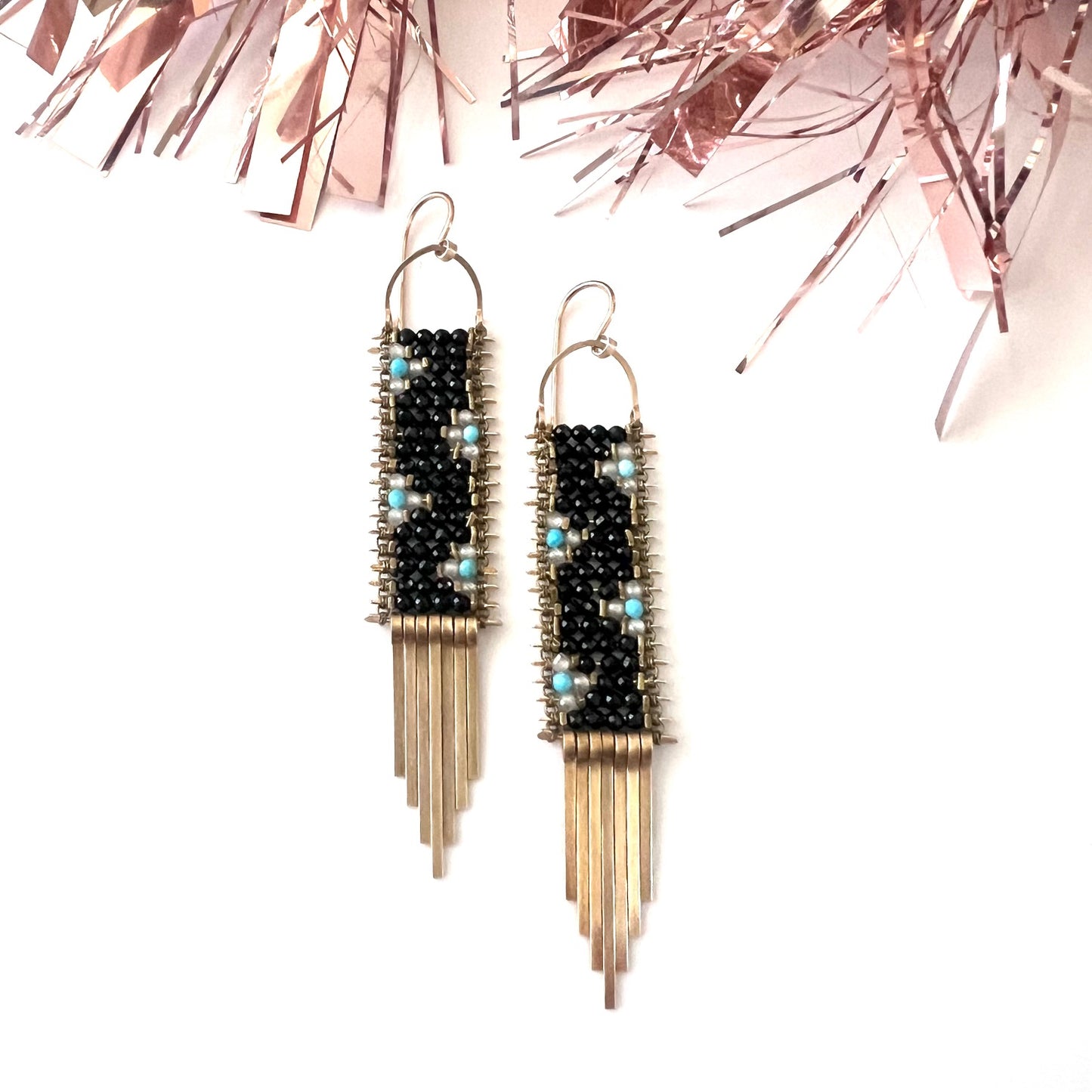 Demimonde Black Spinel and Turquoise Earrings