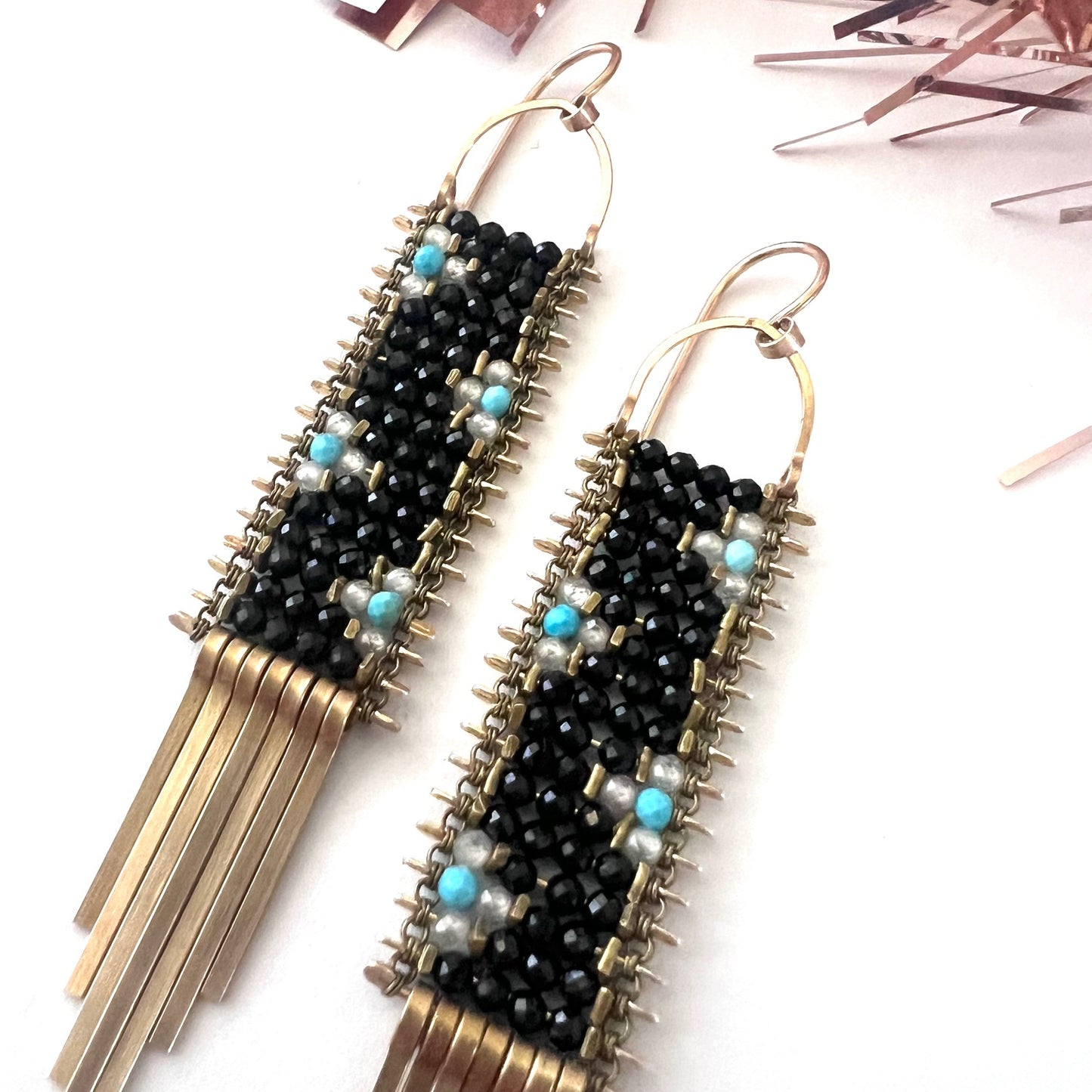 Demimonde Black Spinel and Turquoise Earrings