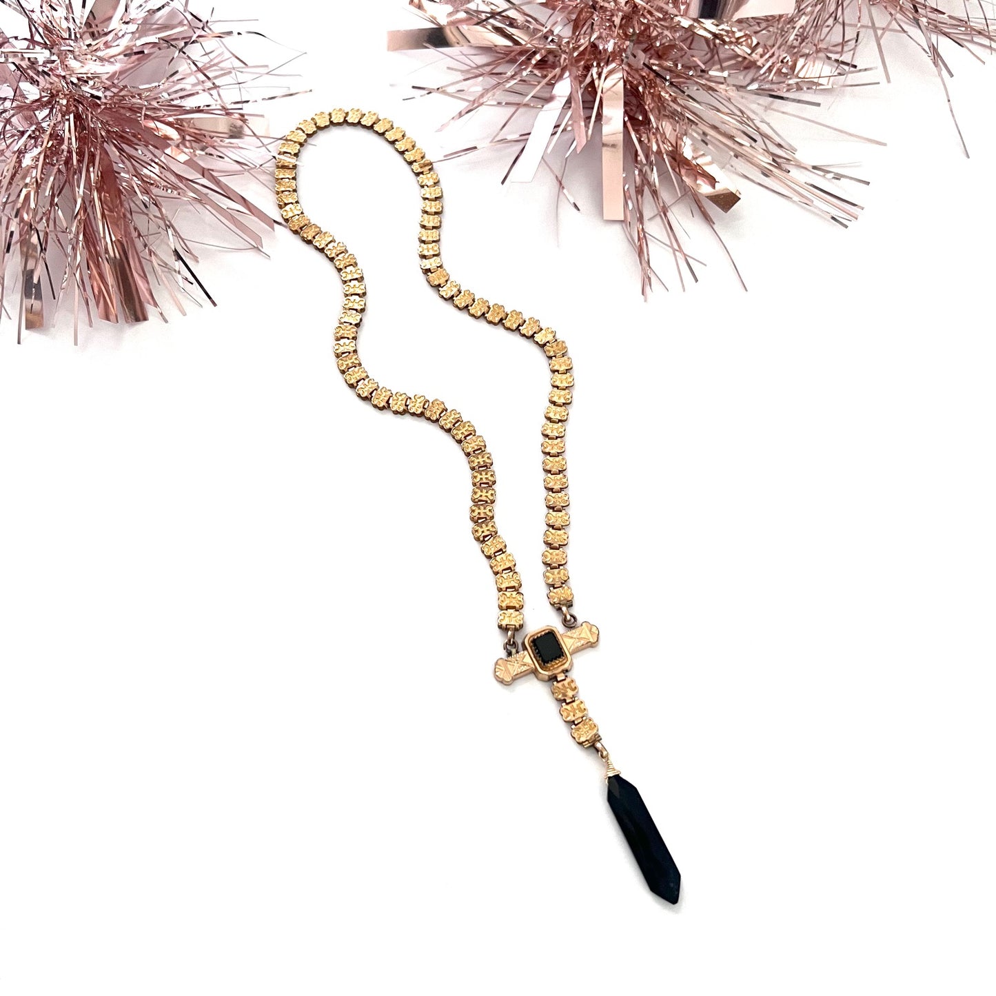 Vintage Gold Filled Victorian and Onyx Stunner Necklace