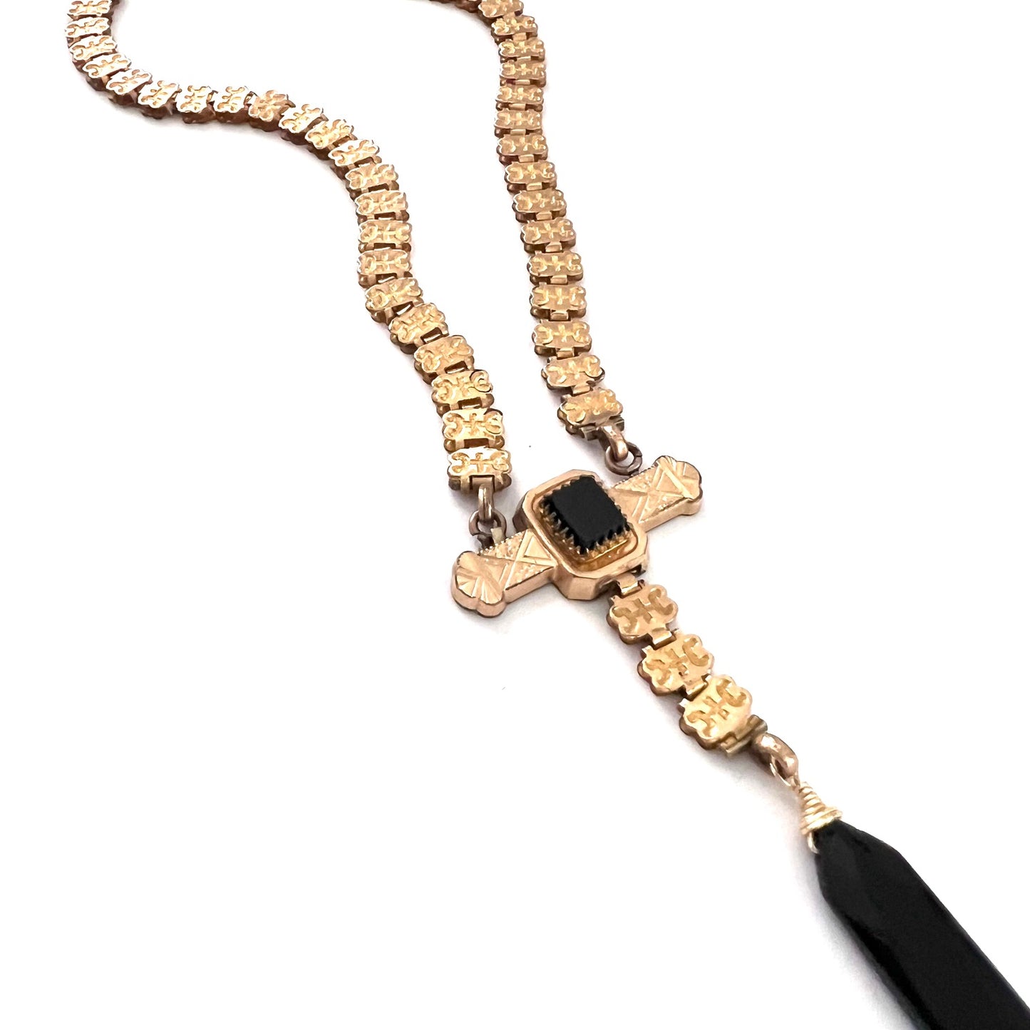 Vintage Gold Filled Victorian and Onyx Stunner Necklace