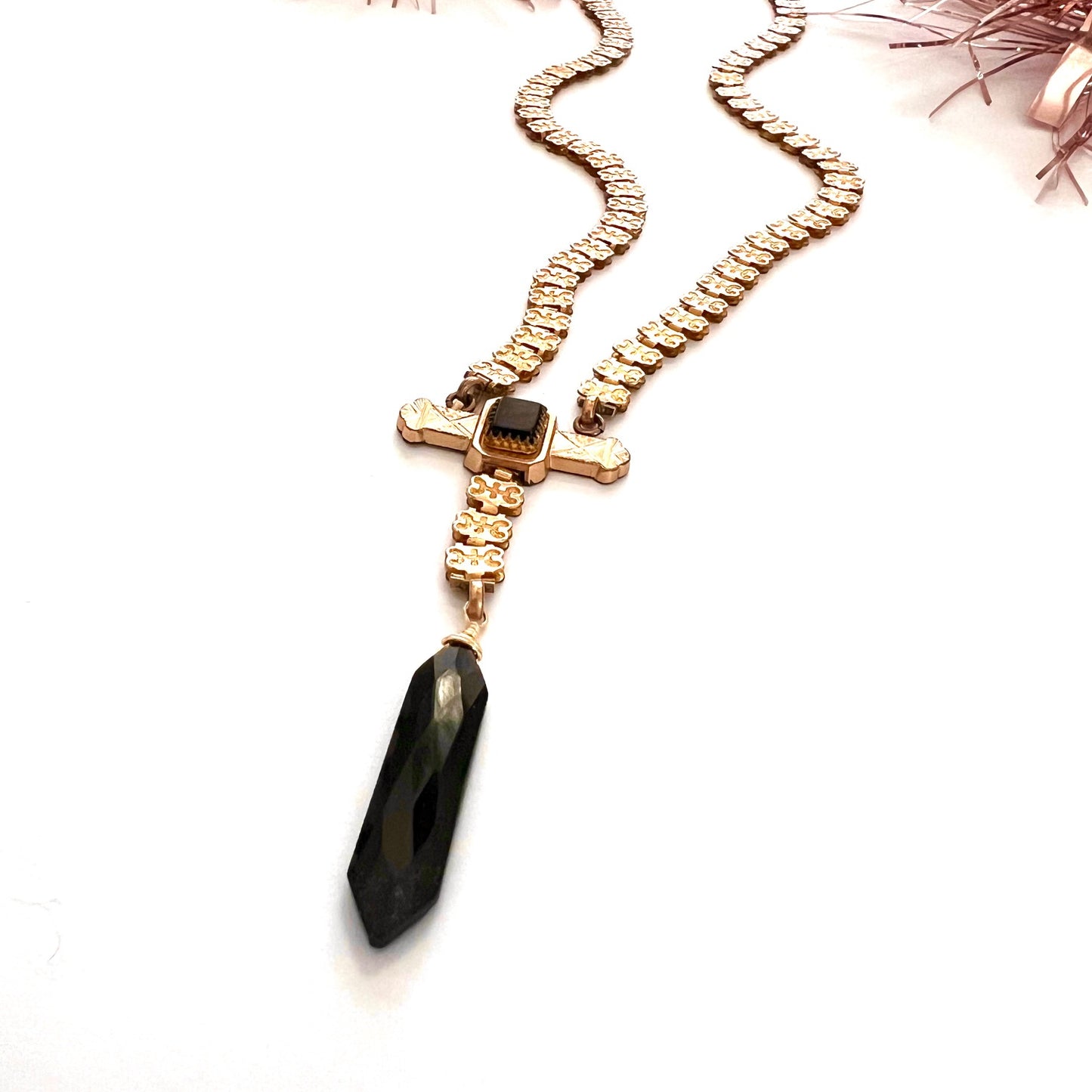 Vintage Gold Filled Victorian and Onyx Stunner Necklace