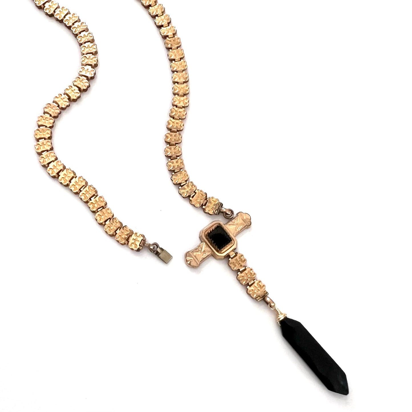 Vintage Gold Filled Victorian and Onyx Stunner Necklace