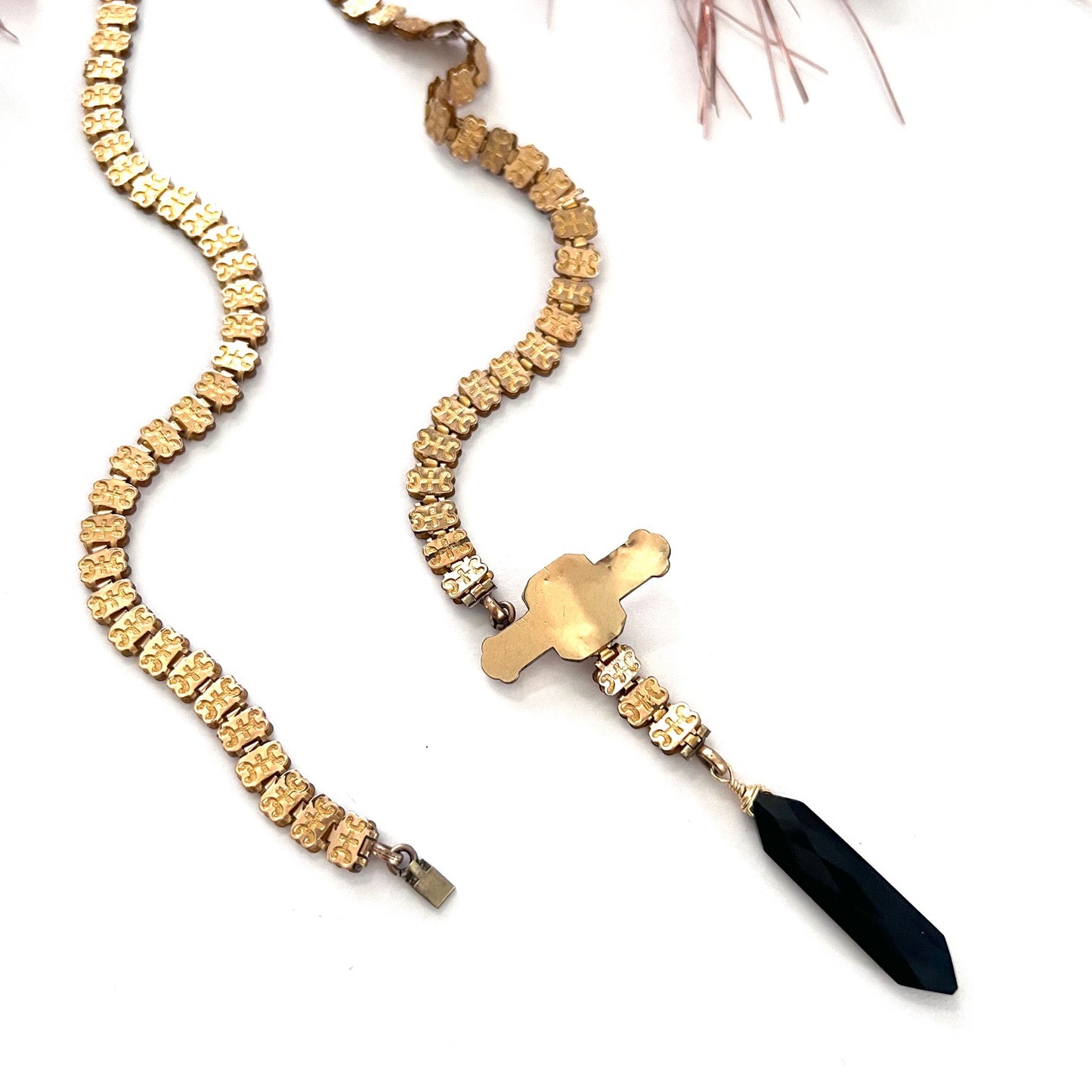 Vintage Gold Filled Victorian and Onyx Stunner Necklace