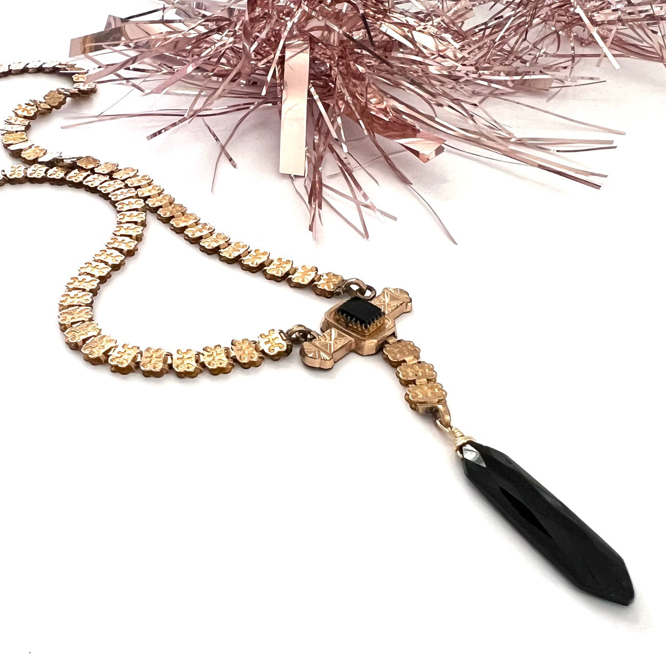 Vintage Gold Filled Victorian and Onyx Stunner Necklace