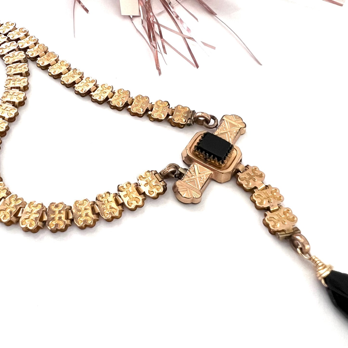 Vintage Gold Filled Victorian and Onyx Stunner Necklace