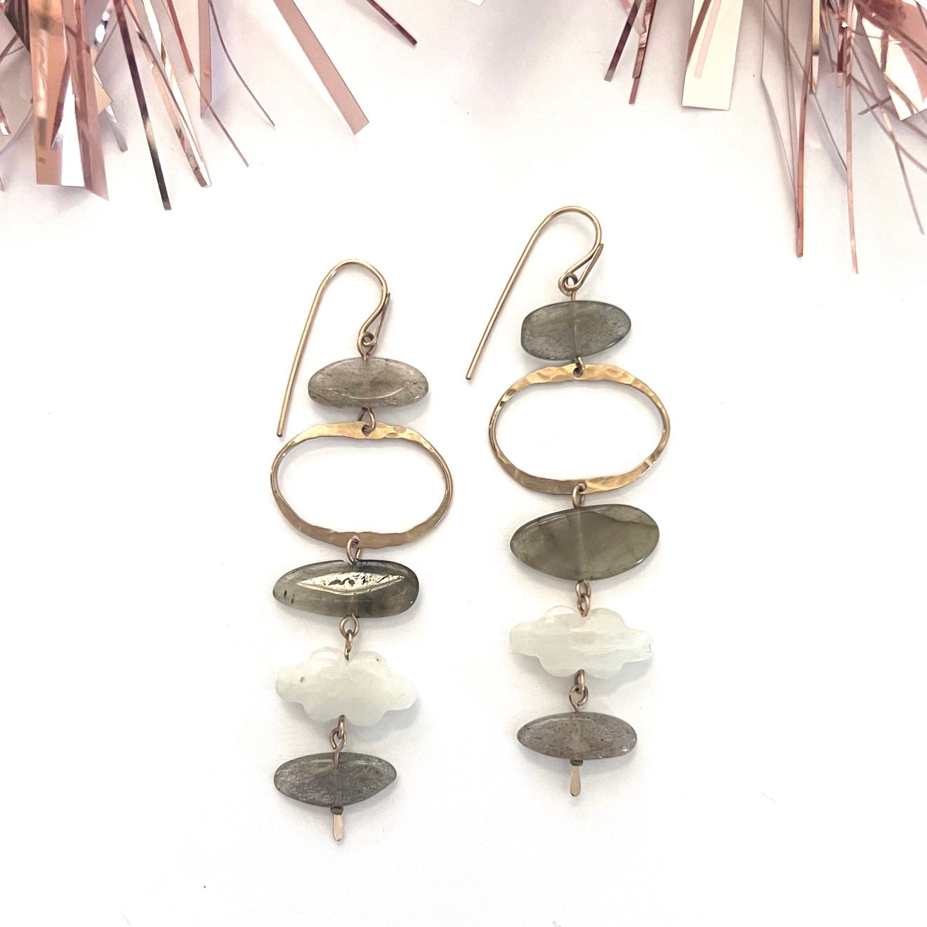Demimonde Terra Earrings with Labradorite and Moonstone