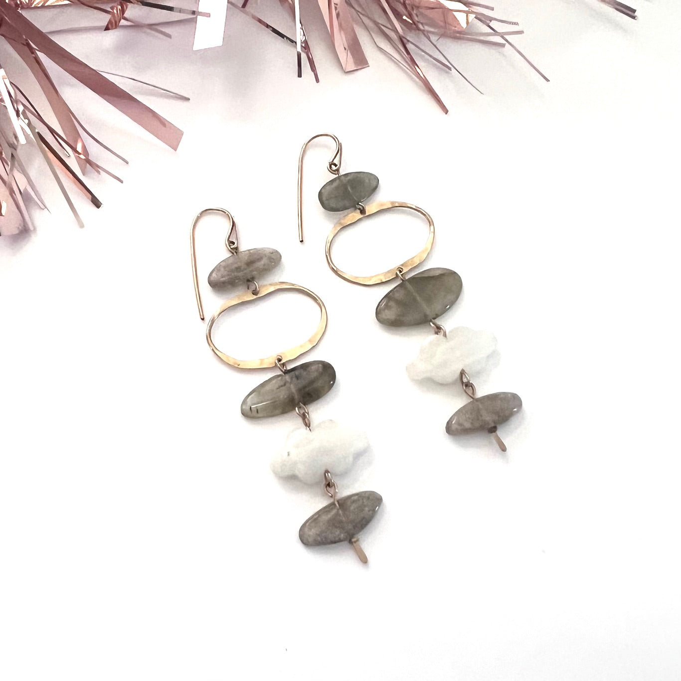 Demimonde Terra Earrings with Labradorite and Moonstone