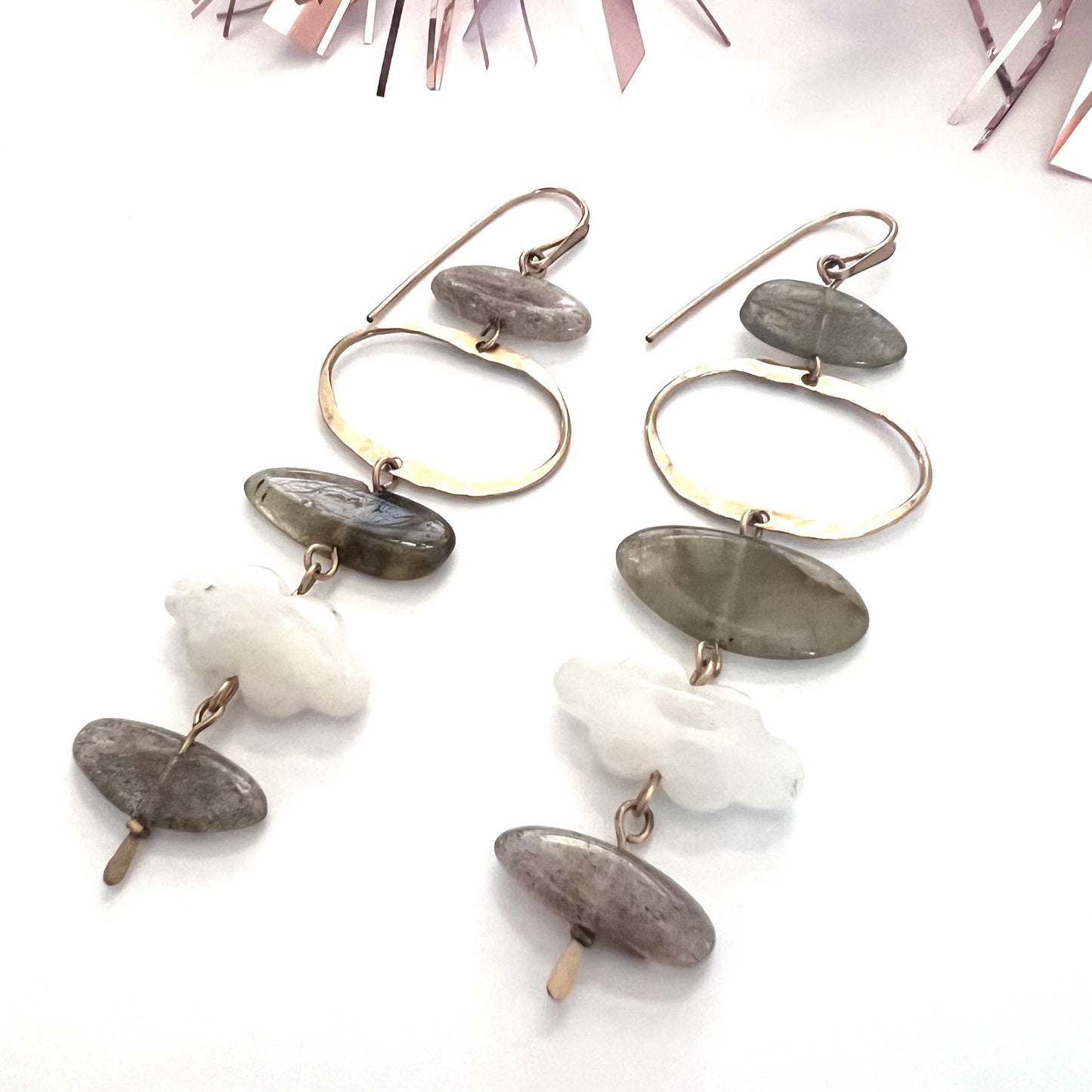 Demimonde Terra Earrings with Labradorite and Moonstone