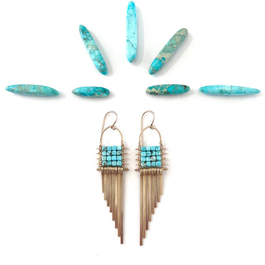 Demimonde Blue Turquoise Asymmetrical Earrings