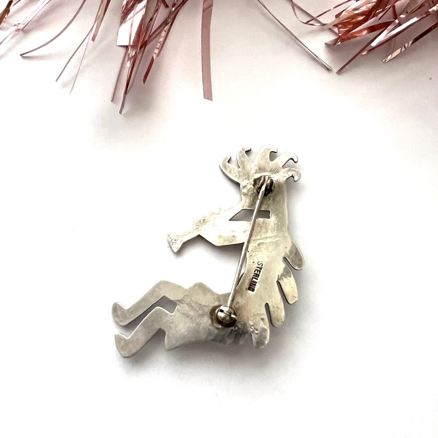 Vintage Silver and Turquoise Kokopelli Pin