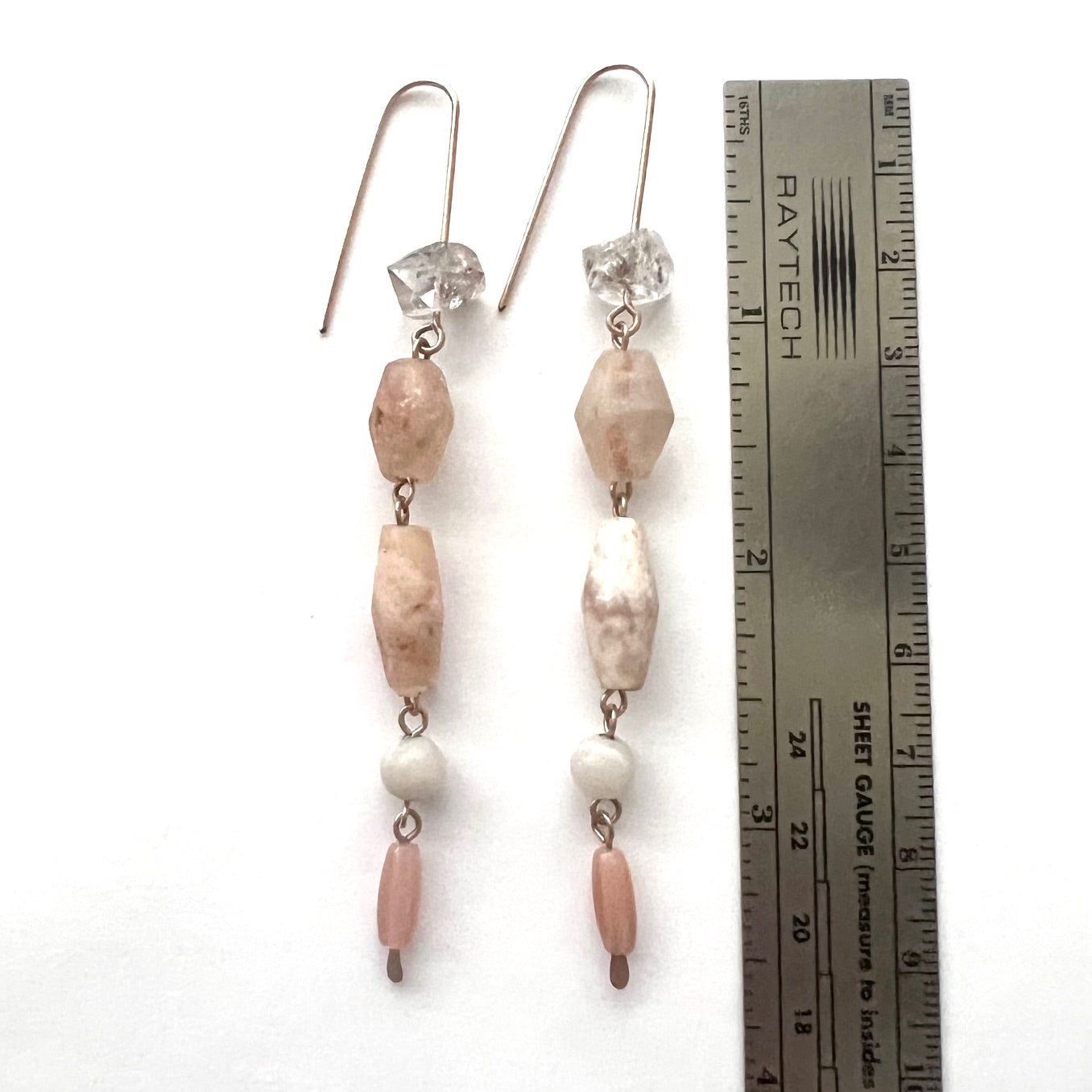 Demimonde Terra Earrings with Ancient Agate and Herkimer Diamonds