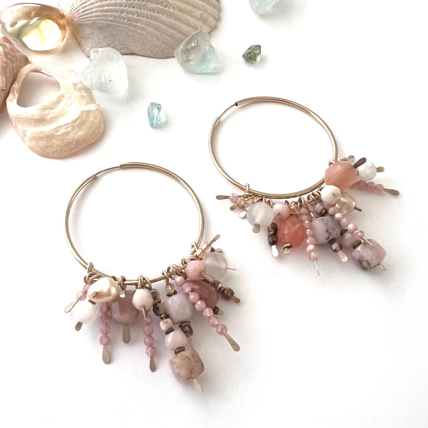 Demimonde Mixed Gemstone 14k Gold Fill Hoops