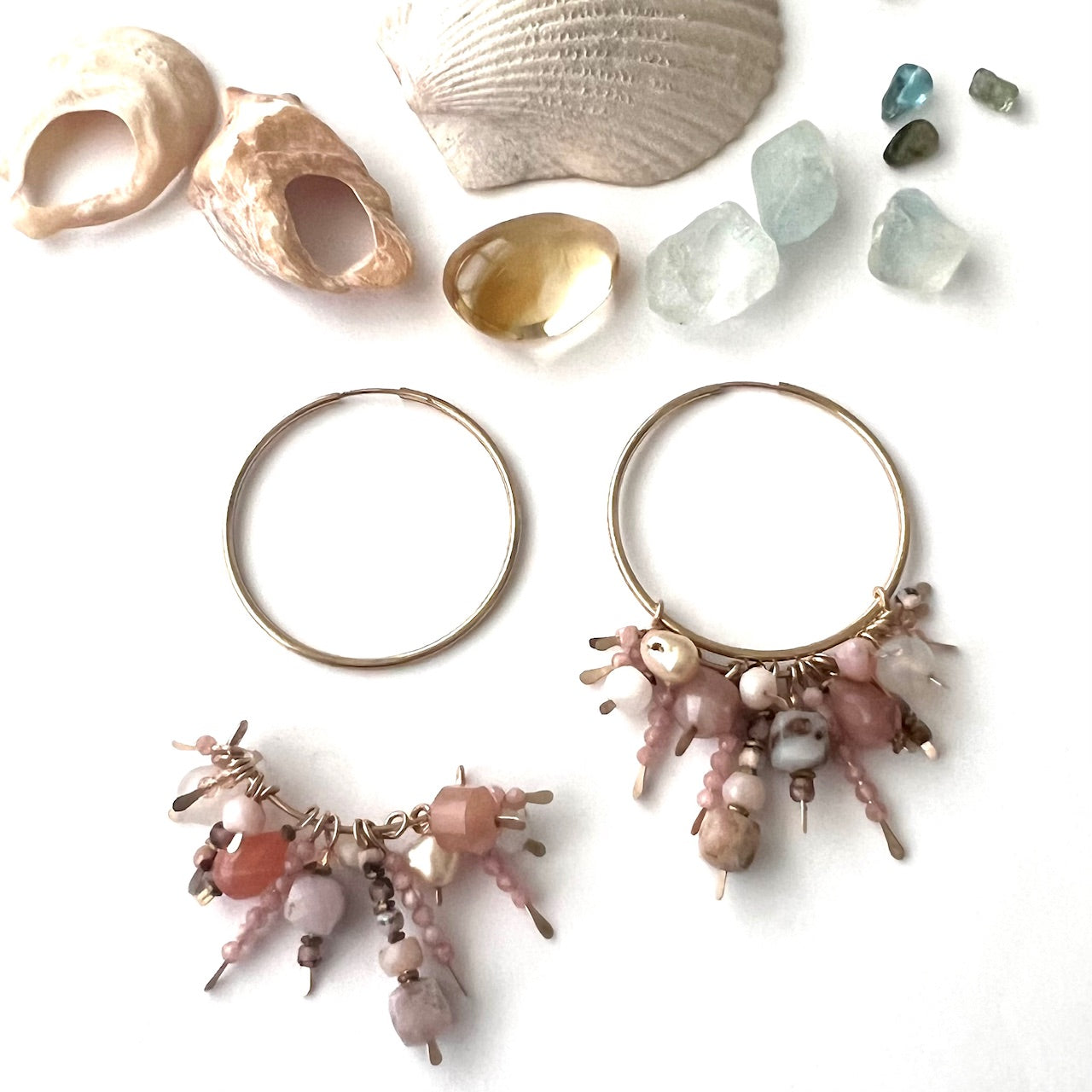 Demimonde Mixed Gemstone 14k Gold Fill Hoops
