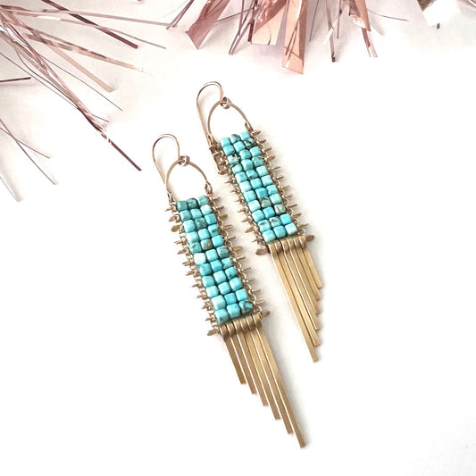 Demimonde Blue Sky Turquoise and Gold Earrings