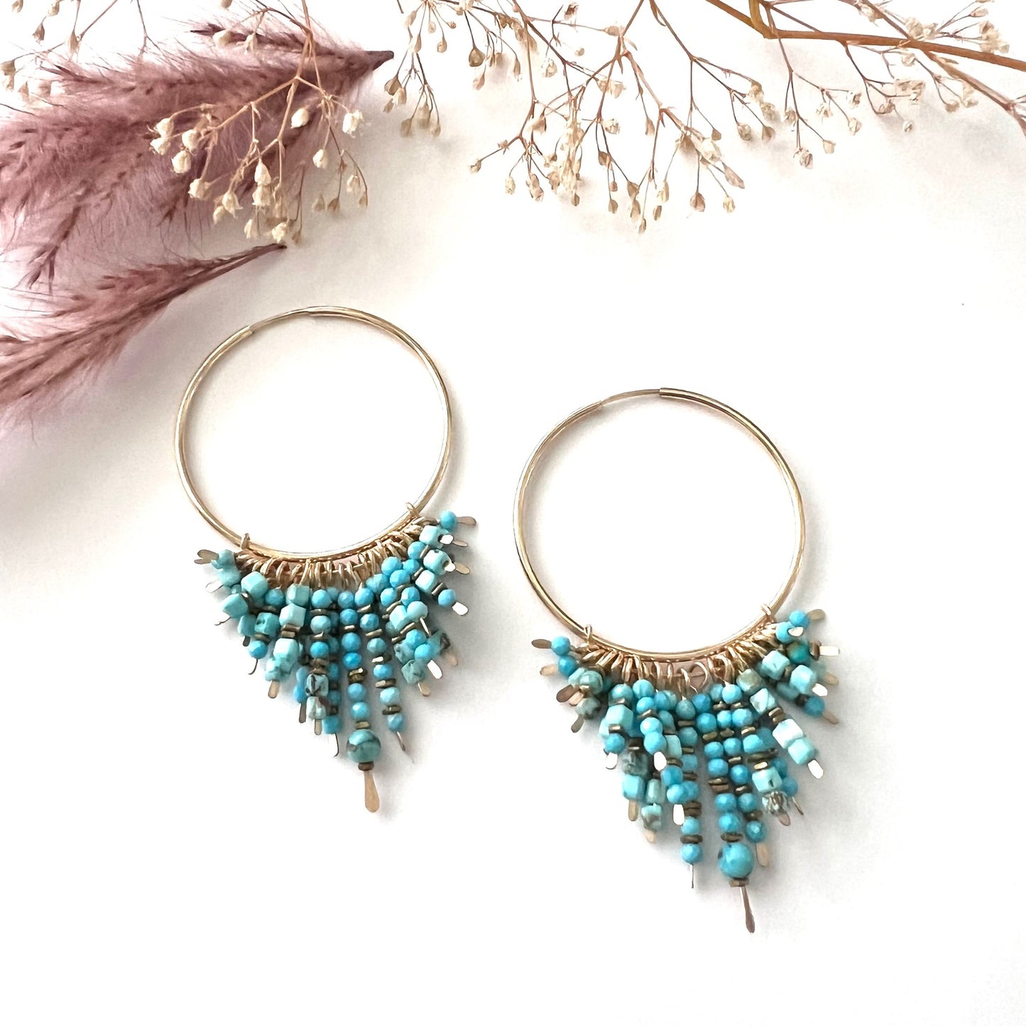 Demimonde Turquoise Cluster Hoop Earrings