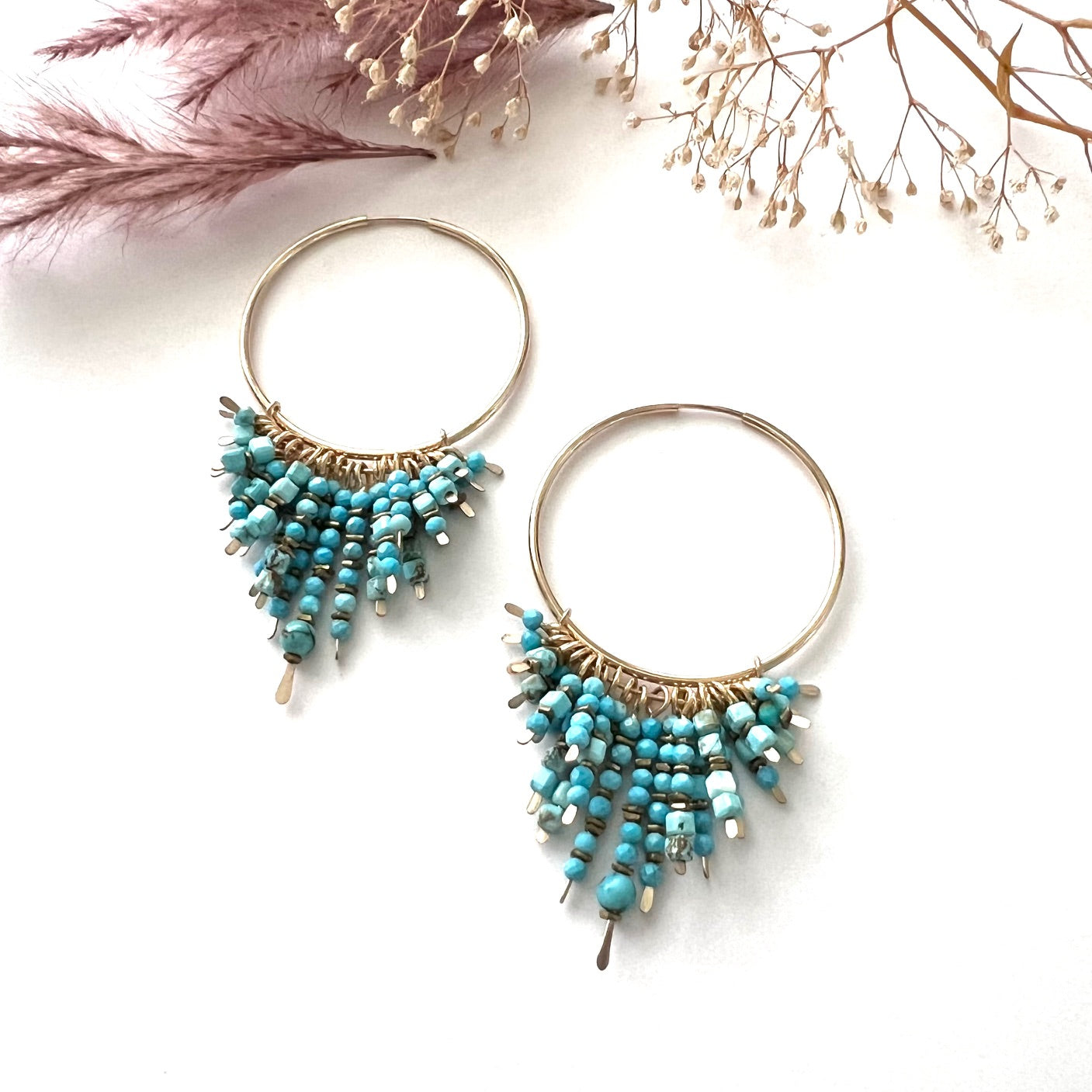 Demimonde Turquoise Cluster Hoop Earrings