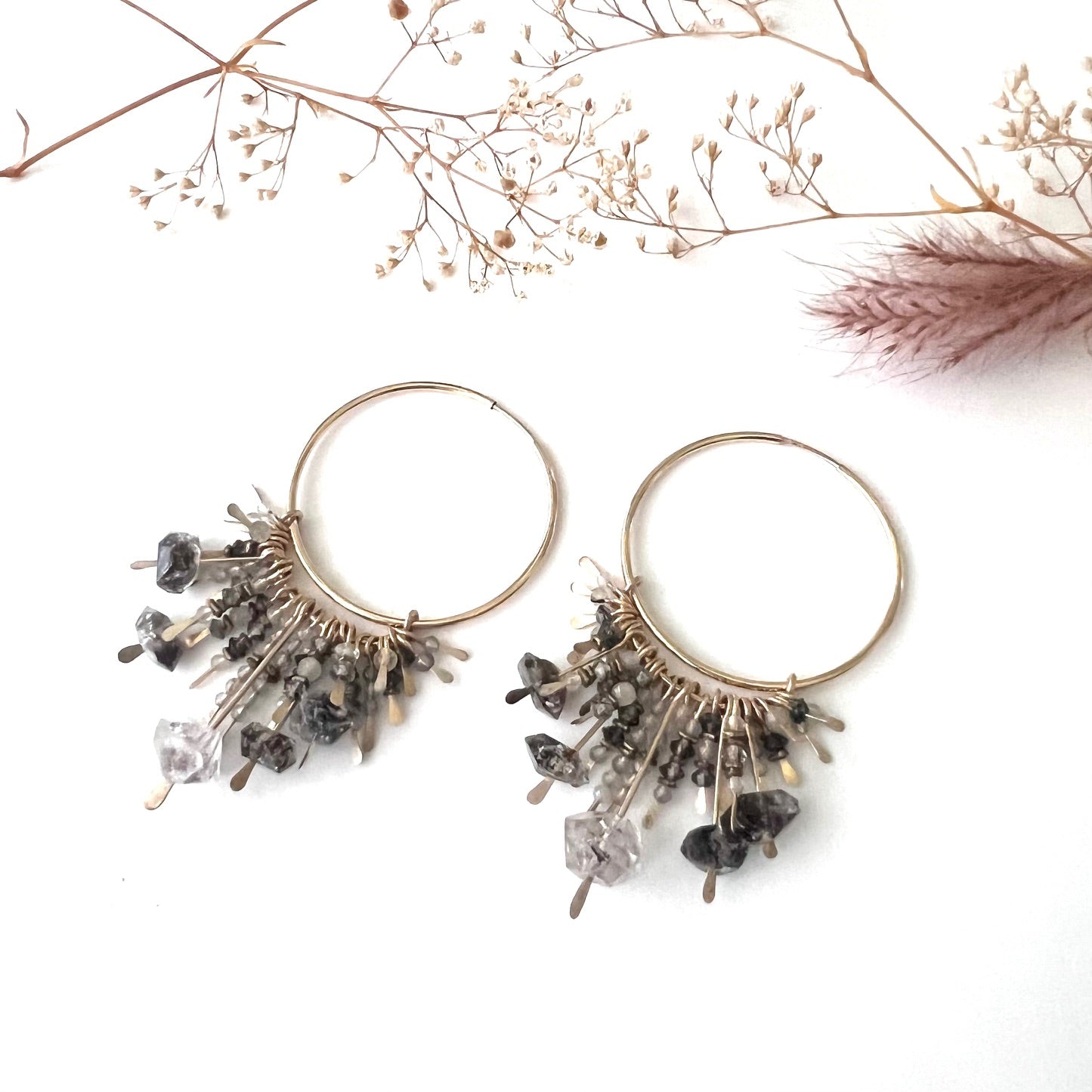 Demimonde Herkimer and Quartz Stone Cluster Hoops