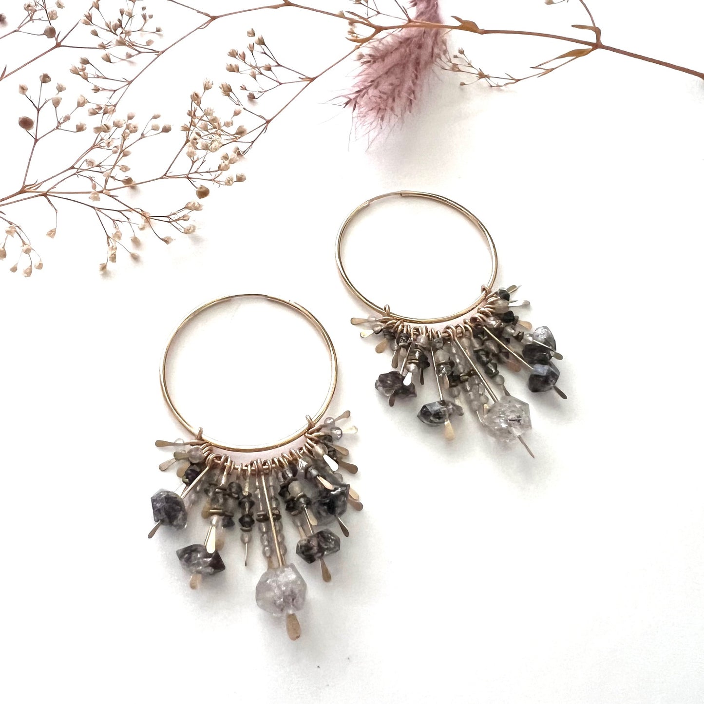 Demimonde Herkimer and Quartz Stone Cluster Hoops