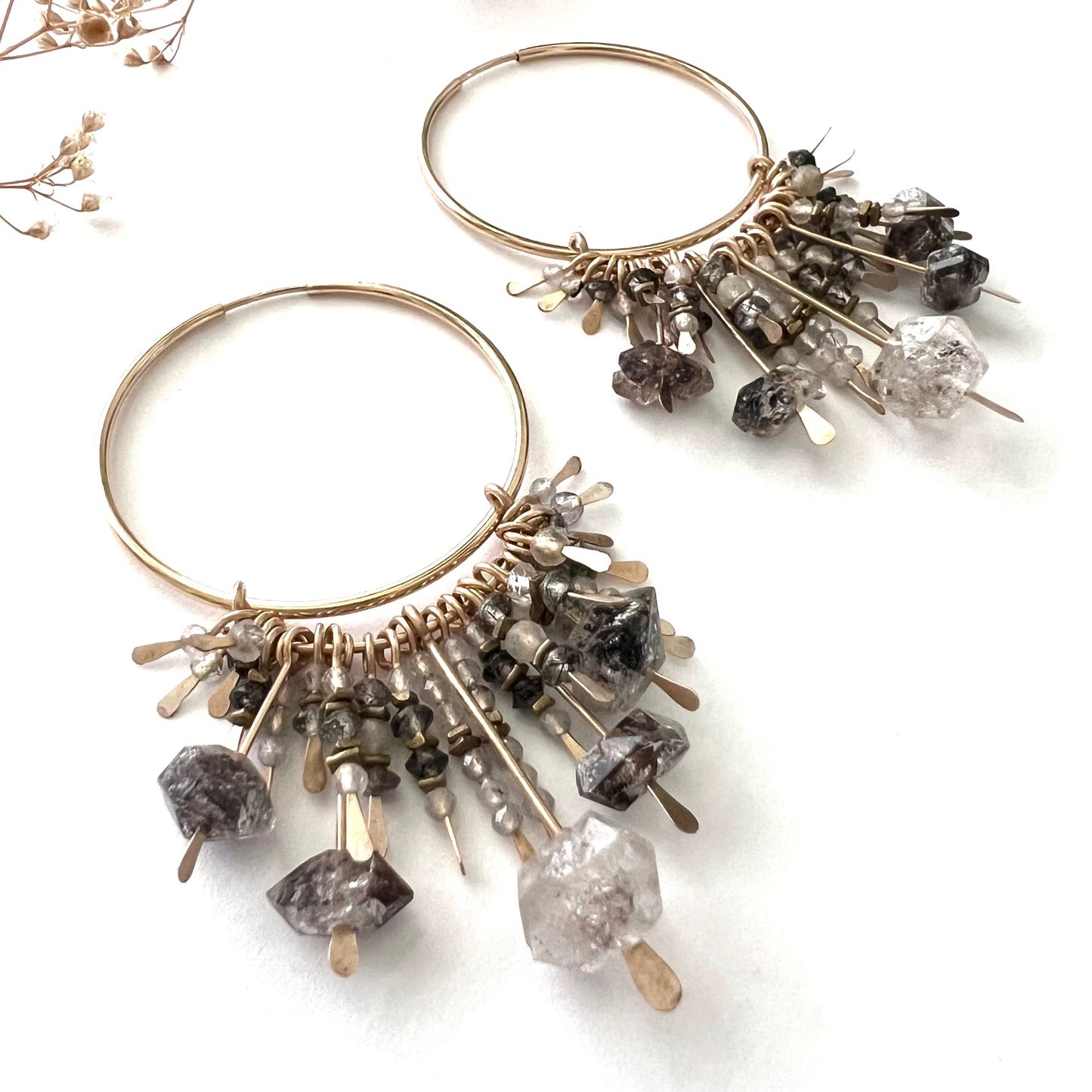 Demimonde Herkimer and Quartz Stone Cluster Hoops