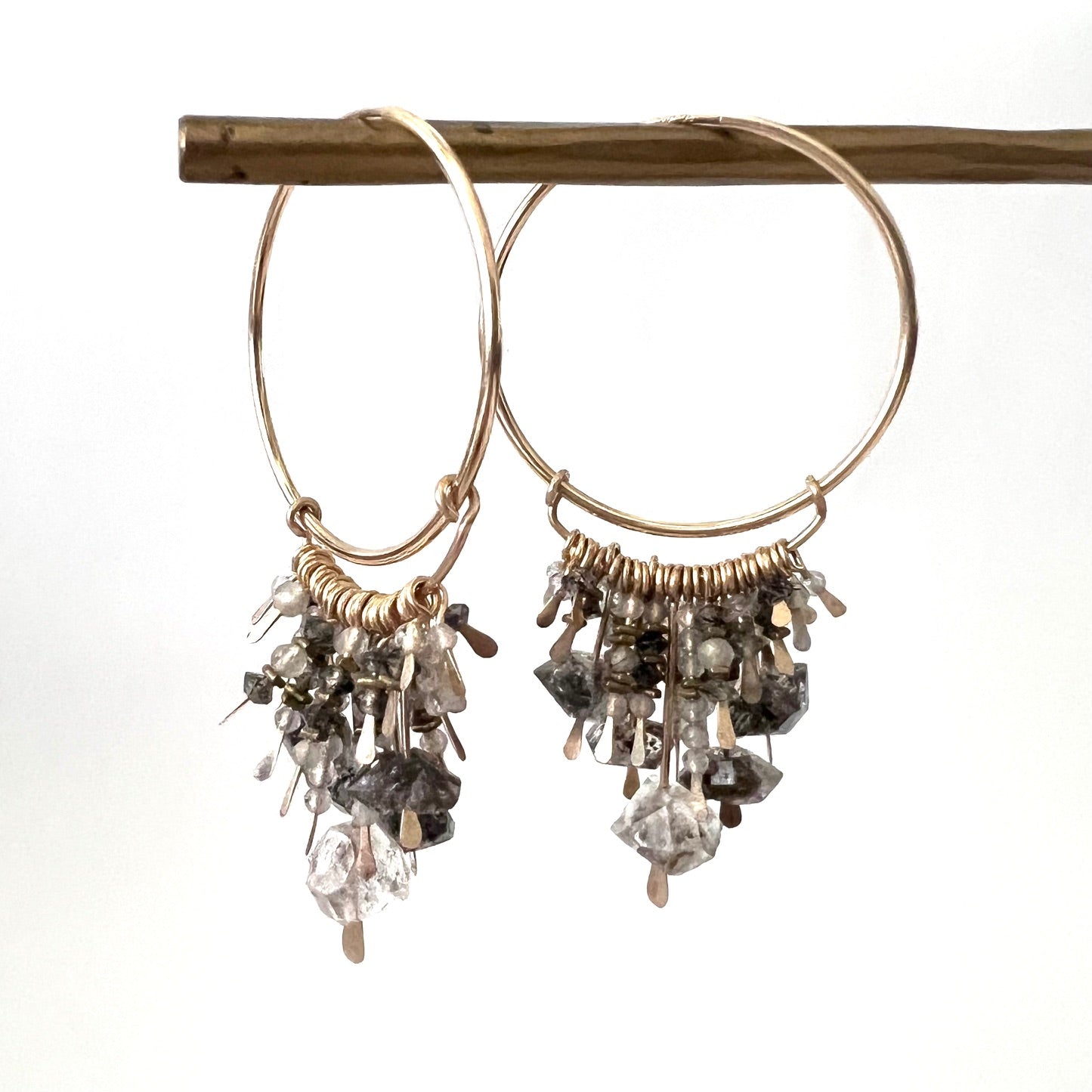 Demimonde Herkimer and Quartz Stone Cluster Hoops