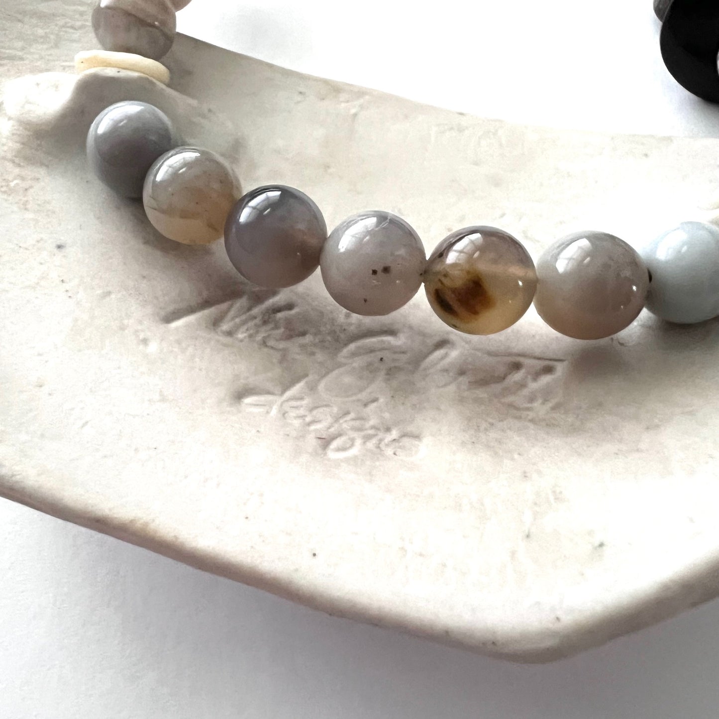 Vintage Nina Garaldi Agate and Ceramic Statement Necklace