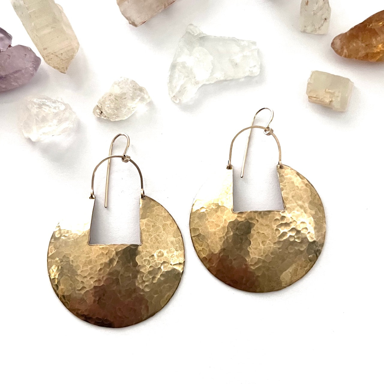 Demimonde Hammered Brass Medallion Earring