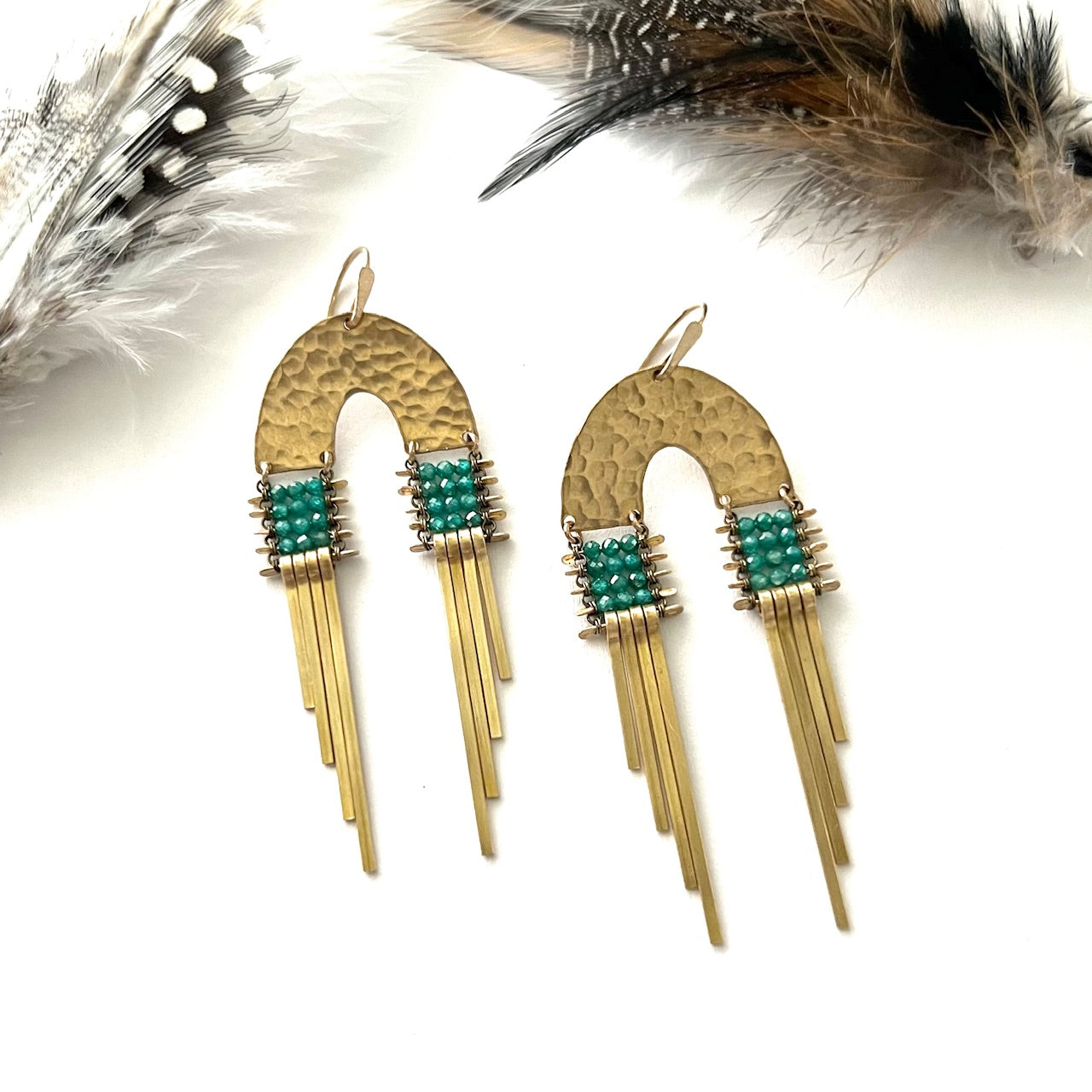 Arcus Doube Fringe Earrings with Green Amazonite