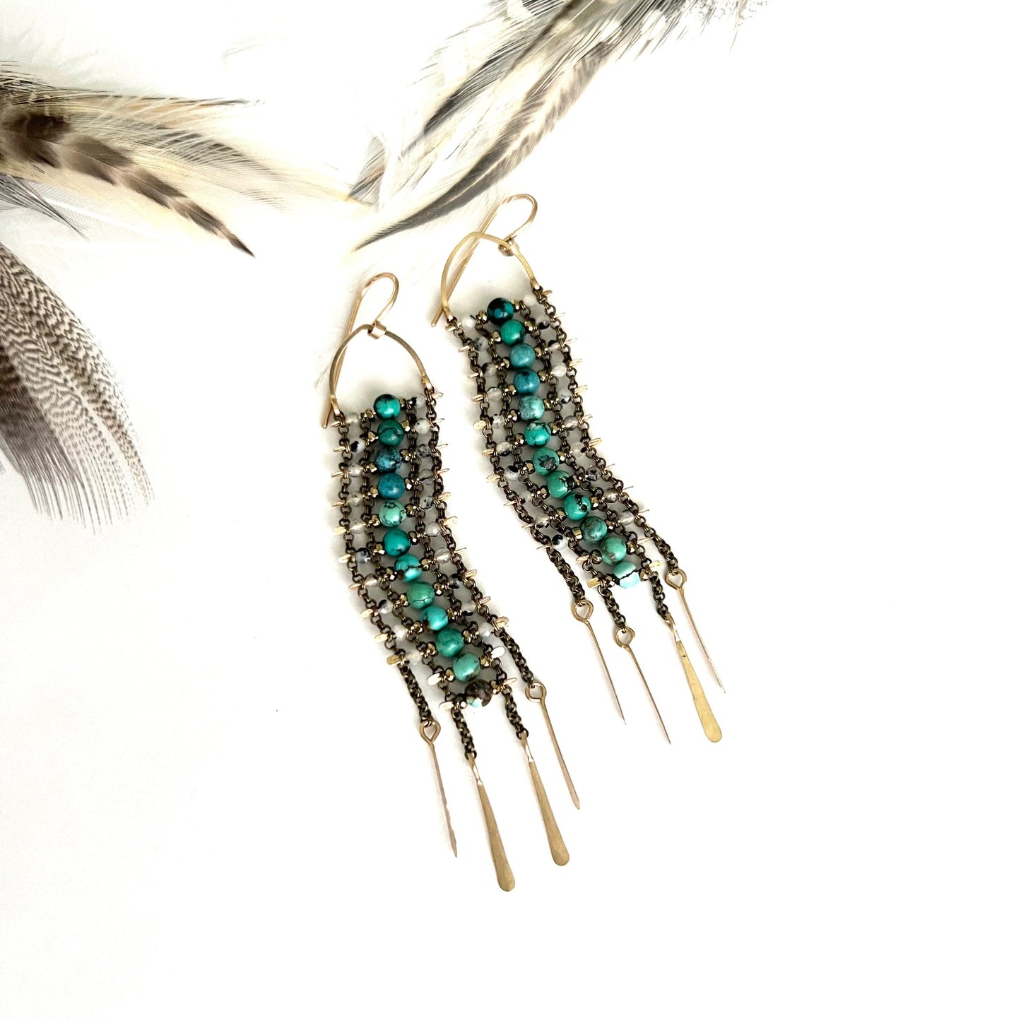 Demimonde Turquoise and Rutile Quartz Sky Dancer Earrings