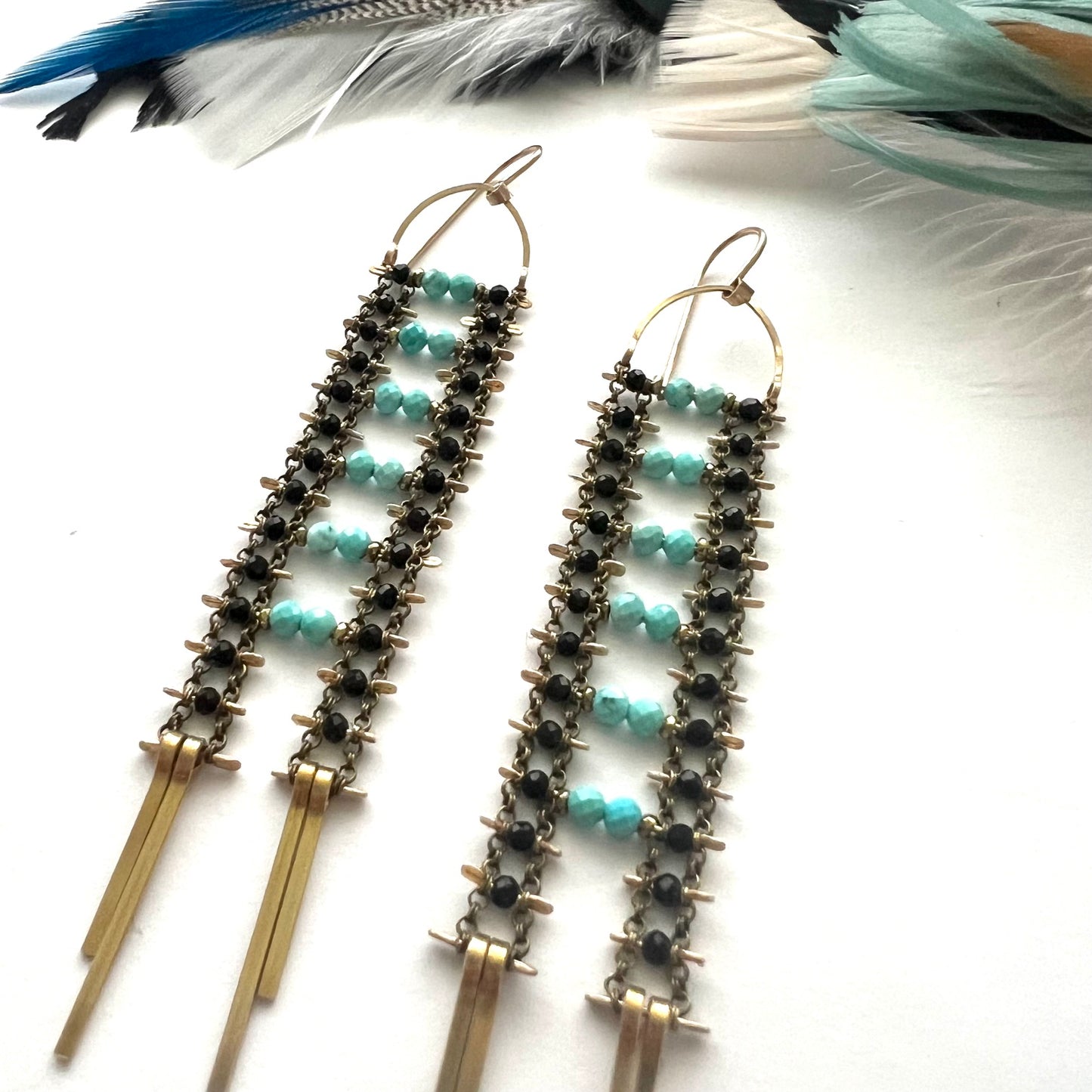 Demimonde Turquoise and Spinel Ladder Earrings