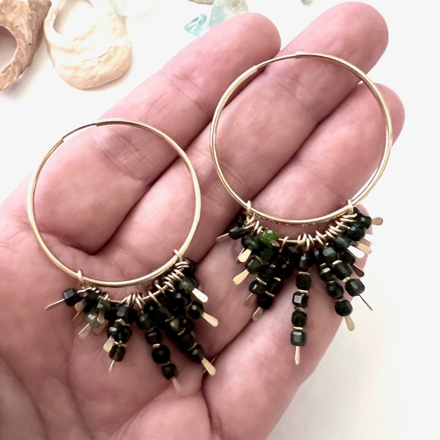 Demimonde Green Tourmaline Hoop Earrings