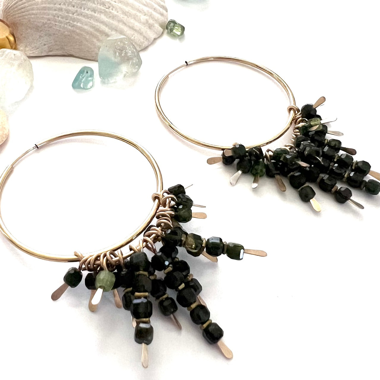 Demimonde Green Tourmaline Hoop Earrings