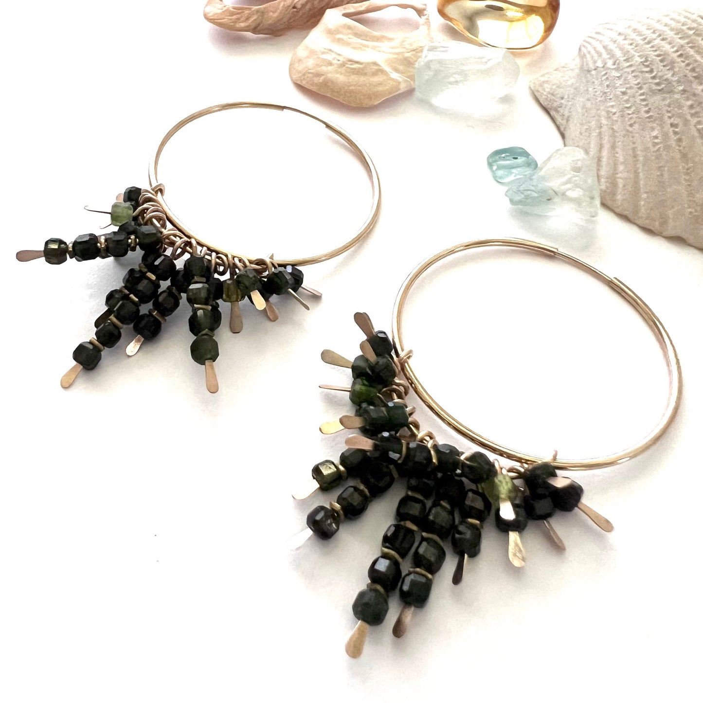 Demimonde Green Tourmaline Hoop Earrings
