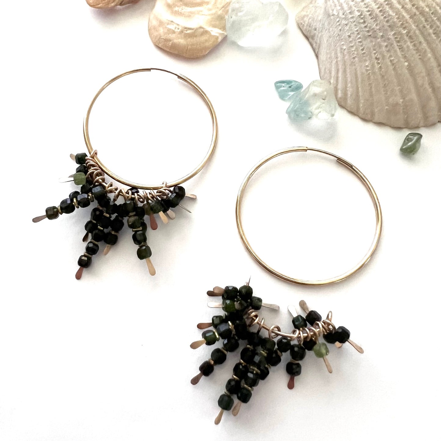 Demimonde Green Tourmaline Hoop Earrings