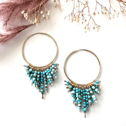 Demimonde Turquoise Cluster Hoop Earrings
