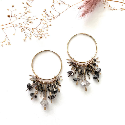 Demimonde Herkimer and Quartz Stone Cluster Hoops