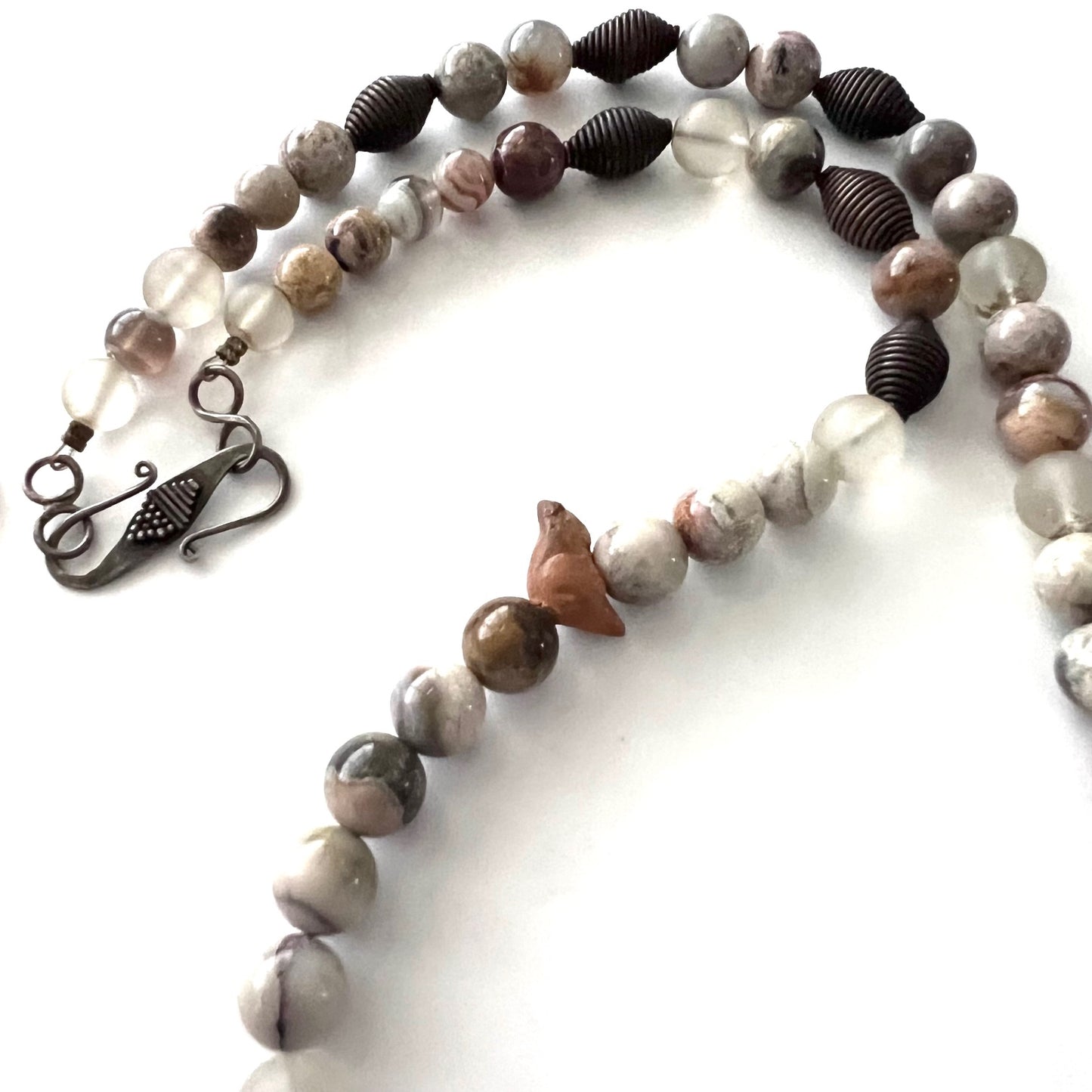 Vintage Nina Garaldi Agate and Ceramic Statement Necklace