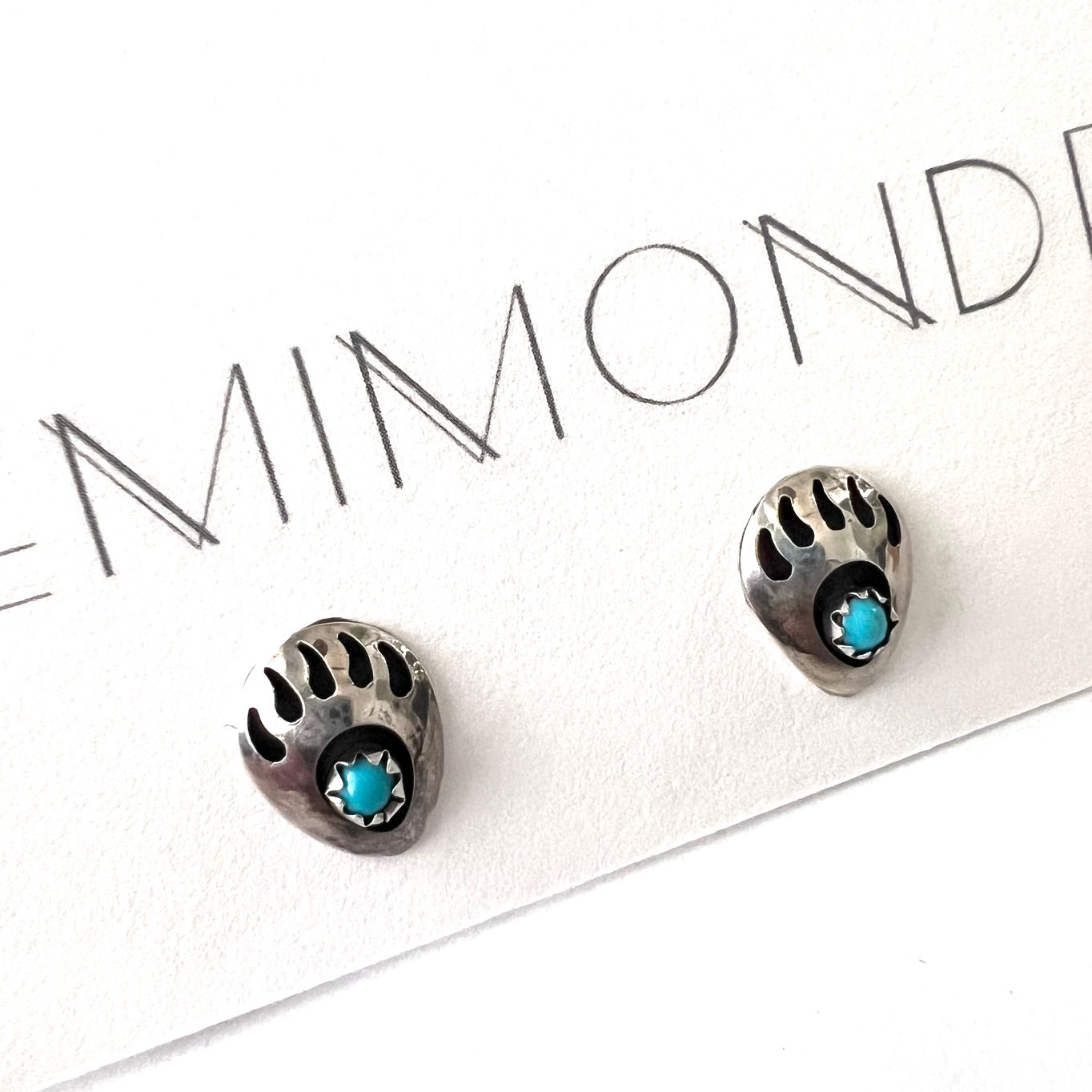 Vintage Sterling Silver and Turquoise Bear Paw Earrings