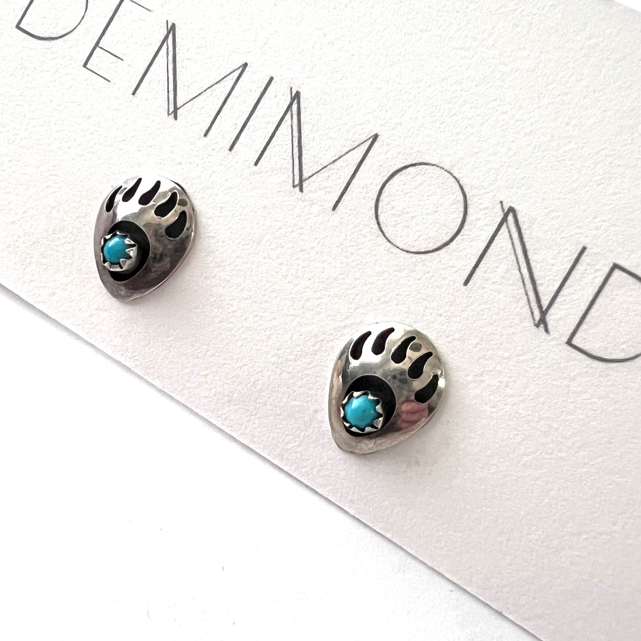 Vintage Sterling Silver and Turquoise Bear Paw Earrings