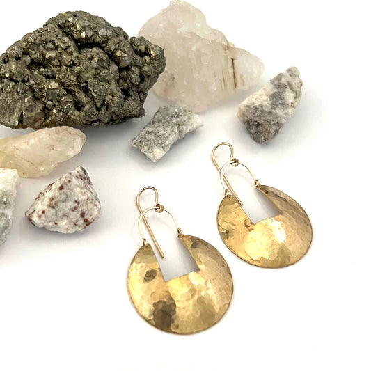 Demimonde Hammered Brass Medallion Earrings
