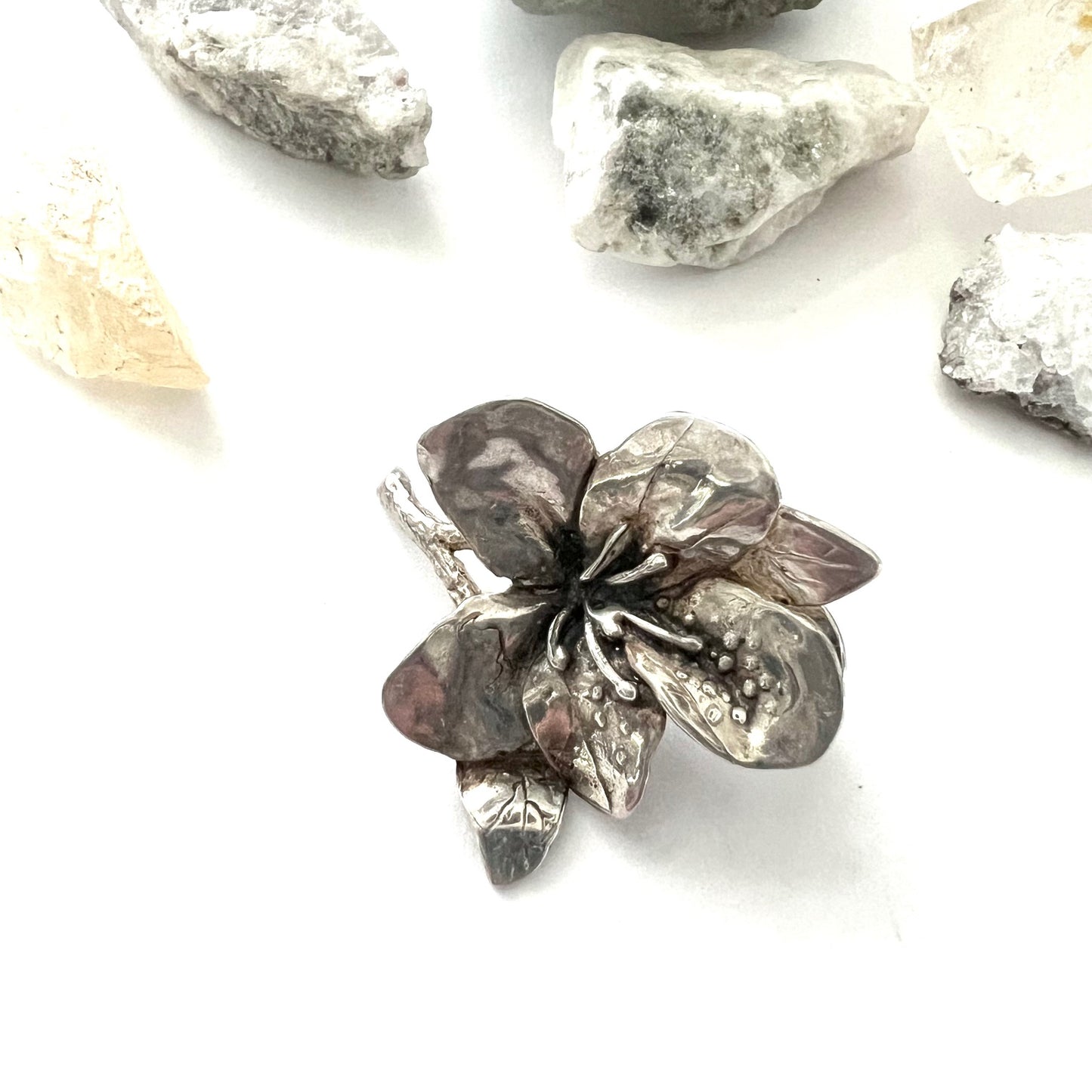Forget Me Not Vintage Sterling Silver Flower Pin