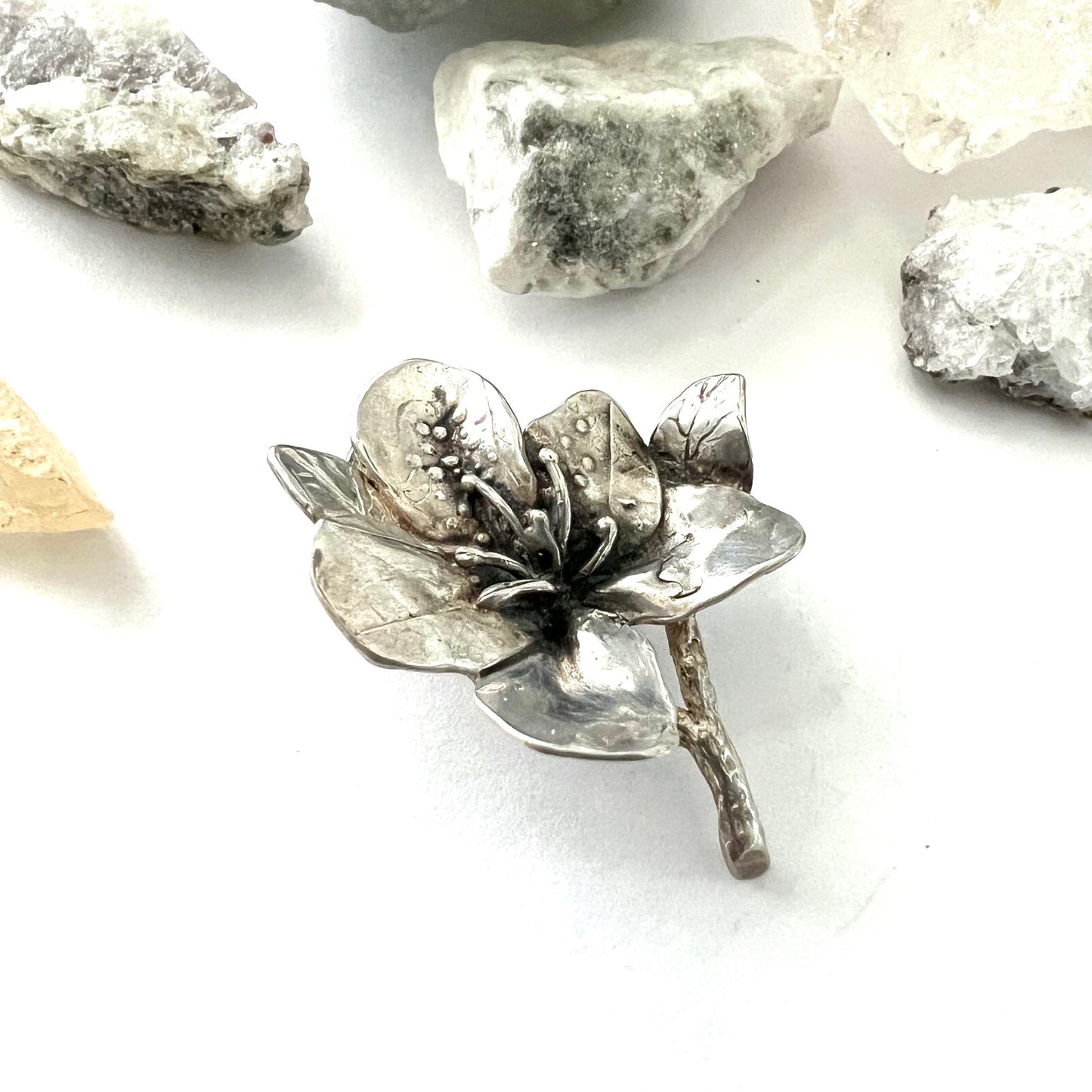Forget Me Not Vintage Sterling Silver Flower Pin